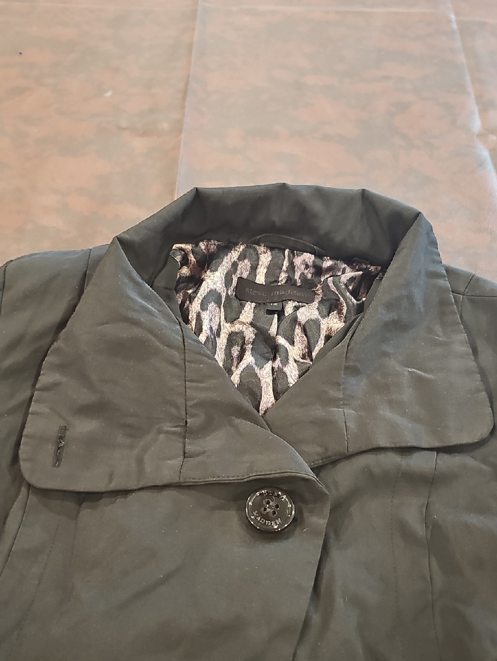 Q Black And Leopard Spots Steve Madden Jacket Size Large. - Picture 6 of 9
